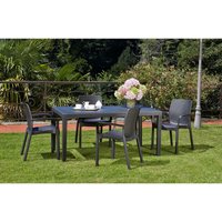 Gartenstuhl Torino, Gartensitz, Stuhl für Esstisch, Outdoor-Sessel in Rattan-Optik, 100 % Made in Italy, Cm 54x60h82, Anthrazit - Dmora von DMORA