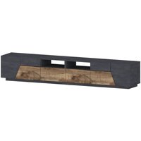 TV-Schrank Gregorio, niedriges Wohnzimmer-Sideboard mit 4 Türen, Fernsehständer-Basis, 100 % Made in Italy, 260 x 43 x 46 cm, Schiefer und Ahorn, TV-Schrank Gregorio, niedriges Wohnzimmer-Sideboard mit 4 Türen, Fernsehständer-Basis, 100 % Made in Italy, 260 x 43 x 46 cm, Schiefer und Ahorn, von DMORA