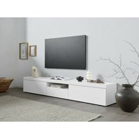 Dmora - TV-Ständer Ulrico, niedriges Wohnzimmer-Kommode mit 3 Türen, TV-Ständer-Basis, 220x40x35 cm, glänzend weiß, mit verstärkter Verpackung Dmora - TV-Ständer Ulrico, niedriges Wohnzimmer-Kommode mit 3 Türen, TV-Ständer-Basis, 220x40x35 cm, glänzend weiß, mit verstärkter Verpackung von DMORA