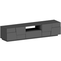 TV-Ständer Vanni, niedriges Wohnzimmer-Kommode mit 4 Türen und 1 Schublade, TV-Ständer-Basis, 220x44x46 cm, Anthrazit, mit verstärkter Verpackung von DMORA