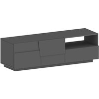 TV-Ständer Velio, niedriges Wohnzimmer-Kommode mit 2 Türen und 1 Schublade, TV-Ständer-Basis, 150x44x46 cm, Anthrazit, mit verstärkter Verpackung von DMORA