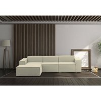 Festes Sofa Dflori, Modulares 3-Sitzer-Sofa mit linker Halbinsel, 100% Made in Italy, Modernes Sofa aus Stoff, Cm 300x170h70, Beige - Dmora von DMORA