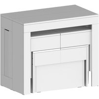 Tisch- und Stuhlset Eric, Mehrzweckkomposition, Set mit Konsole und 2 ausziehbaren Bänken, 100 % Made in Italy, 66 x 25 x 45 cm, glänzendes Weiß, mit von DMORA