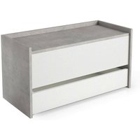 Truhenbank Lantana, Moderne Eingangsmöbel mit Schuhregal, Koffertruhe mit zwei Behältern, 100% Made in Italy, Cm 90x40h46, Weiß und Beton - Dmora Truhenbank Lantana, Moderne Eingangsmöbel mit Schuhregal, Koffertruhe mit zwei Behältern, 100% Made in Italy, Cm 90x40h46, Weiß und Beton - Dmora von DMORA