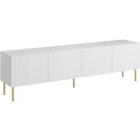 Varenna TV-Ständer, Wohnzimmer-Sideboard mit vier Flügeltüren, vom Boden abgehoben, 200x42 h52 cm, weiß von DMORA
