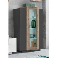 Dmora - Vitrine Dfrutt, Sideboard mit drei Türen, Mehrzweck-Wohnzimmermöbel, 100% Made in Italy, cm 80x38h121, Anthrazit und Ahorn Dmora - Vitrine Dfrutt, Sideboard mit drei Türen, Mehrzweck-Wohnzimmermöbel, 100% Made in Italy, cm 80x38h121, Anthrazit und Ahorn von DMORA