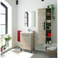 Dmora - Unterschrank Dkolaro, Badezimmerschrank, Kleiderschrank mit 2 Türen mit Spiegel, Waschbecken nicht enthalten, 50x40h80 cm, Eiche von DMORA