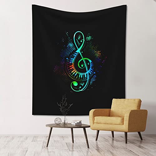 Bunter Musik-Wandteppich – 152,4 x 130,8 cm Wandbehang Schlafzimmer Wohnzimmer Stoff Heimdekoration Ästhetik Wandteppich. von DMORJ