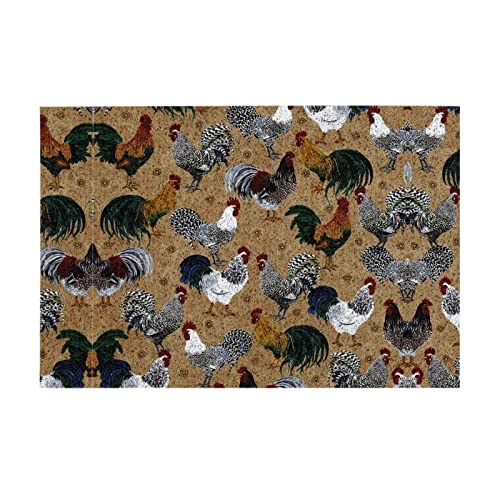 DMORJ PVC-Fußmatte mit Hahn und Huhn-Druckmuster: >> 69 x 39 cm, rutschfeste Matten, rutschfest, verschleißfest, langlebig, sicher von DMORJ