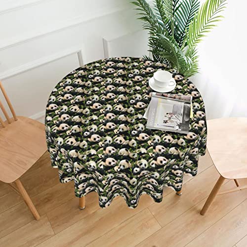 DMORJ Runde Tischdecke mit niedlichem Panda-Motiv, waschbar, Polyester, ideal für Buffet-Tische, Partys, Picknick-Mittagessen. - 152 cm von DMORJ