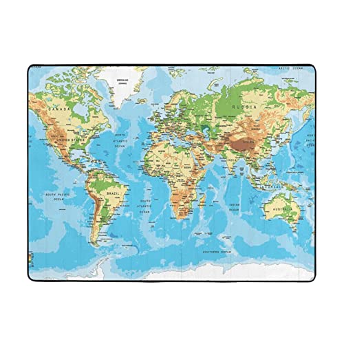 DMORJ Weltkarte-Teppich – 160 x 114 cm, fühlt sich weich an, mit feinem Nickerchen, verschleißfest, Büro und Bett. Geeignet für Wohnzimmer von DMORJ