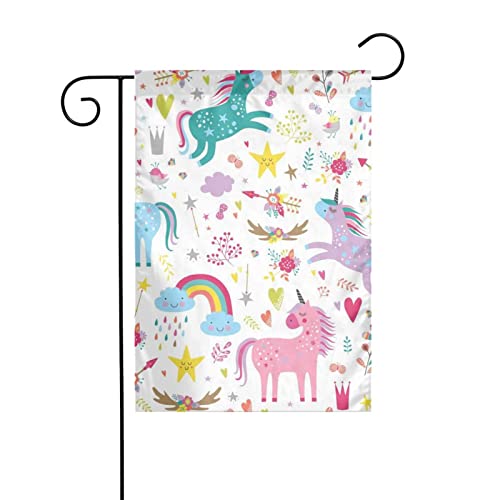 Einhörner, rosa Hof-Dekoration, Gartenflagge: >> Dekorative Flaggen, hauptsächlich für Terrassen, Gärten, Blumentöpfe usw. 30,5 x 45,7 cm von DMORJ