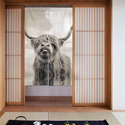 Lustige Highland-Kuh-Verdunkelungsvorhänge, 142 x 86 cm, Länge/Set mit 2 Vorhängen/wärmeisoliert, Raumverdunkelung, Verdunkelungsvorhänge für Schlafzimmer. von DMORJ