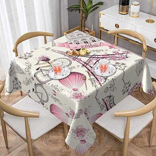 Paris Eiffelturm-Tischdecke => > 152,4 x 152,4 cm, waschbare Polyester-Tischdecke, perfekt für Buffet-Tische, Partys, Urlaubsessen von DMORJ
