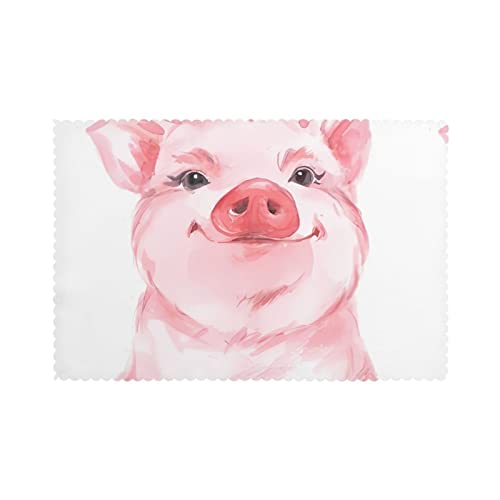 Tischsets für Esstisch, Motiv: Schweine, 6 Stück, 45,7 x 30,5 cm, leicht zu reinigen, hitzebeständig, wasserdicht, Qualität von DMORJ