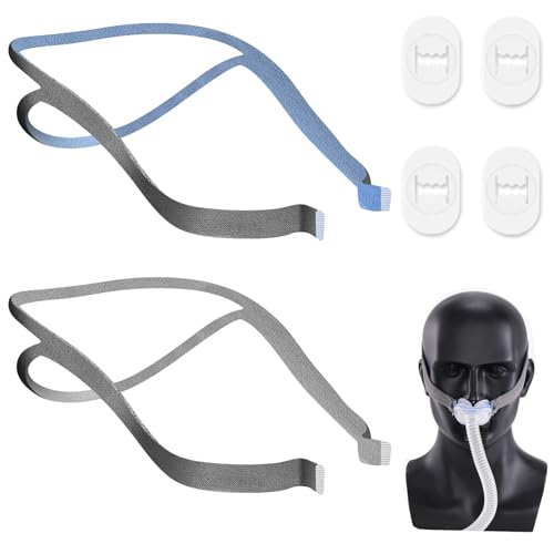 2er-Pack CPAP Masken Stirnband Ersatz-Kopfband kompatibel mit ResMed AirFit P10 Maskenbänder CPAP Zubehör, Blau und Grau von DMPTTT