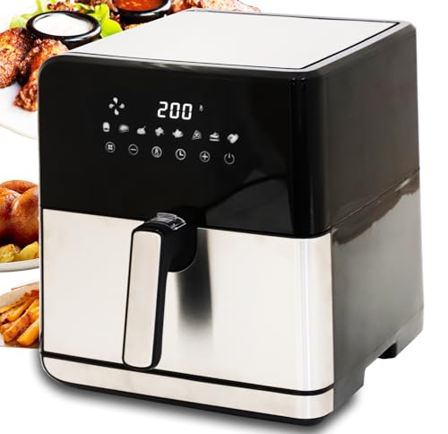 DMS XXL 8 Liter Heißluftfritteuse | Backofen | Heißluftgrill | Cooker | fettfrei und ohne Öl | inklusive 8 Programmen und digitalem Touch Display | 1800 Watt von DMS