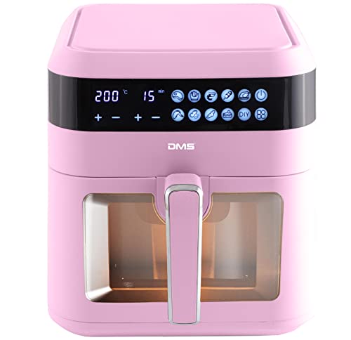 DMS XXXL 7 Liter Heißluftfritteuse | fritteuse | Backofen | Heißluftgrill | Cooker | fettfrei und ohne Öl | inklusive 10 Programmen und digitalem Touch Display | Timer | HFG-7 (Rosa) von DMS