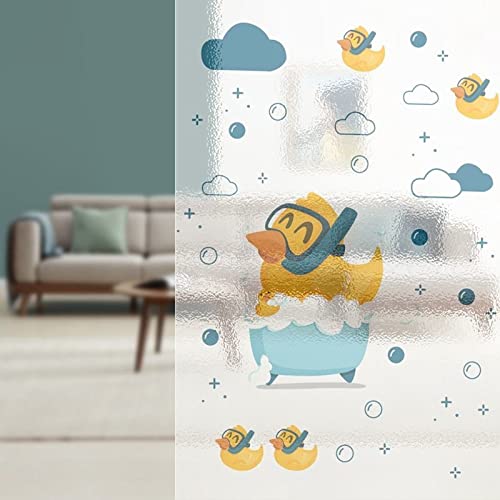 Milchglasfolie Süße Ente Fensterfolie Bunt Blickdicht Sichtschutzfolie Fenster Selbsthaftend Klebefolie Fenster Sonnenschutz Kinderzimmer Sichtschutz 60×120cm von DMSC