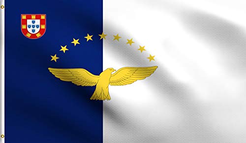 DMSE Azoren-Flagge, portugiesische Autonome Region der Azoren, 70 x 90 cm, 100 % Polyester, 100 D, UV-beständig, 70 x 90 cm von DMSE Wholesale