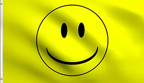DMSE Smiley-Flagge mit gelbem Smiley-Gesicht, 90 x 152 cm, 100 % Polyester, 100 D-Flagge, UV-beständig 4' X 6' Ft Foot 4' X 6' Ft Foot von DMSE Wholesale