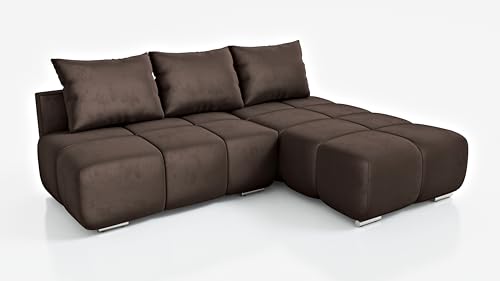 DMSM Ecksofa Flash 260 cm Rechts – Braun Samt Sofa mit Schlaffunktion & Bettkasten, modern von DMSM