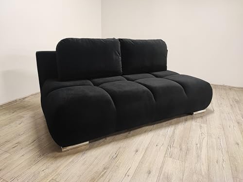 DMSM Schwarzes Schlafsofa Emma 195 cm – ausziehbare Couch mit Federkern und großem Bettkasten von DMSM
