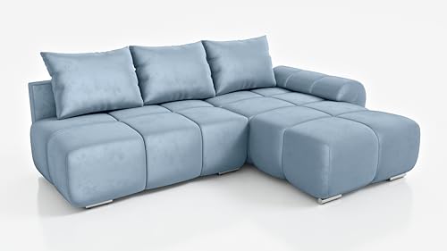 DMSM Wohnlandschaft Ingrid, 270 cm, Ecksofa mit Schlaffunktion, Samtbezug in Blau, Rechts DMSM Wohnlandschaft Ingrid, 270 cm, Ecksofa mit Schlaffunktion, Samtbezug in Blau, Rechts von DMSM