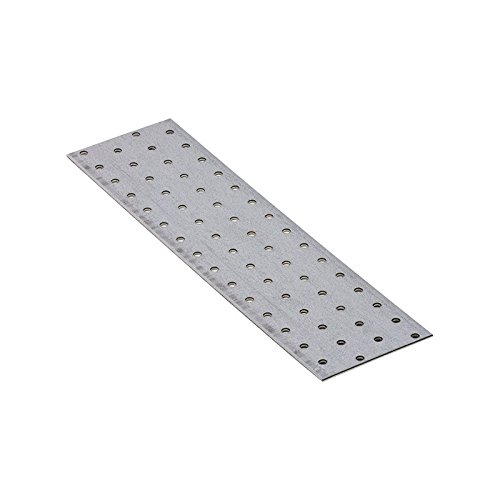 DMX - Lochplatte Flachverbinder Winkelverbinder Holzverbinder Stahlverbinder Lochblech Flacheisen Verbindungsplatte Möbelverbinder Montagewinkel Verzinkt - PP - Silber, 300x80x2,0 (10 Stk./Verp.) von DMX