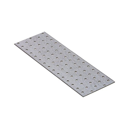 DMX - Lochplatte Flachverbinder Winkelverbinder Holzverbinder Stahlverbinder Lochblech Flacheisen Verbindungsplatte Möbelverbinder Montagewinkel Verzinkt - PP - Silber, 300x100x2,0 (10 Stk./Verp.) von DMX