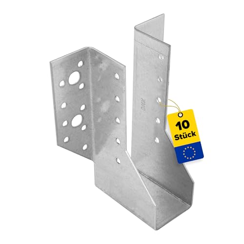 DMX Balkenschuhe - 10er Set für Holzbalken - Balkenbreite von 41 mm - WB 5 Großpack - 41x140x75x2,0 - Balkenschuh - Balkenverbinder - Holzverbinder - Balkenträger - Metallwinkel - verzinktes Blech von DMX