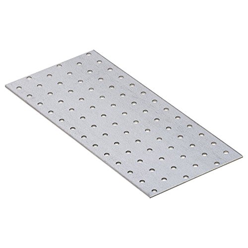 DMX - Lochplatte Flachverbinder Winkelverbinder Holzverbinder Stahlverbinder Lochblech Flacheisen Verbindungsplatte Möbelverbinder Montagewinkel Verzinkt - PP - Silber, 260x120x2,0 (10 Stk./Verp.) von DMX