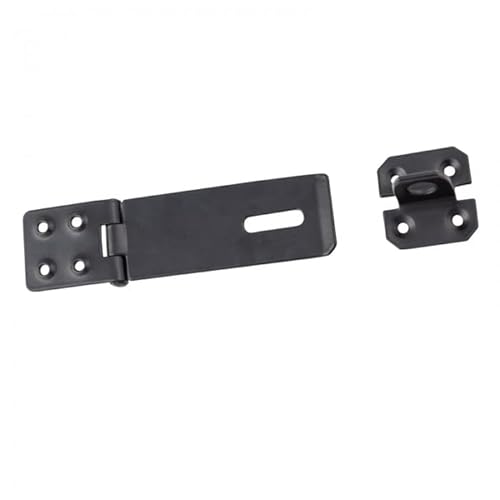 DMX - Überfalle Sicherheitsüberfalle Überfallscharnier Tür-Riegelschloss Abschliessbar Vorhängeschloss Haspe für Gartentorschlösser, Kellerschlösser, 1 Stück - ZWK - Schwarz, 105x40x1,8 mm von DMX