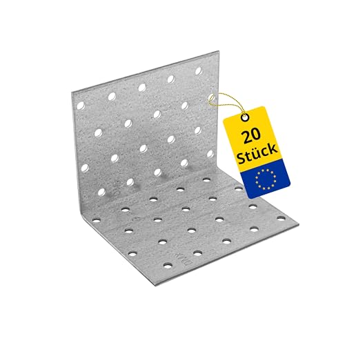 DMX - Winkelverbinder - Winkel Metall - Schwerlastwinkel - Lochwinkel - Bauwinkel - Holzverbinder - KM - Silber, 80x80x100x2,0 (20 STK./Verp.) Lochplattenwinkel von DMX