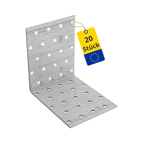 DMX - Winkelverbinder - Winkel Metall - Schwerlastwinkel - Lochwinkel - Bauwinkel - Holzverbinder - Möbelverbinder Montagewinkel - KM - Silber, 100x100x80x2,0 (20 STK./Verp.) von DMX