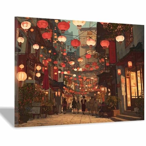 DMZPKZB Chinesische Ölmalerei Bunte Hirsche Treading die Wellen Geeignet für Büro, Schlafzimmer, Badezimmer, Sofa Studie zur Hoteldekoration Wandkunst Malerei(Weiß)-80x120cm von DMZPKZB