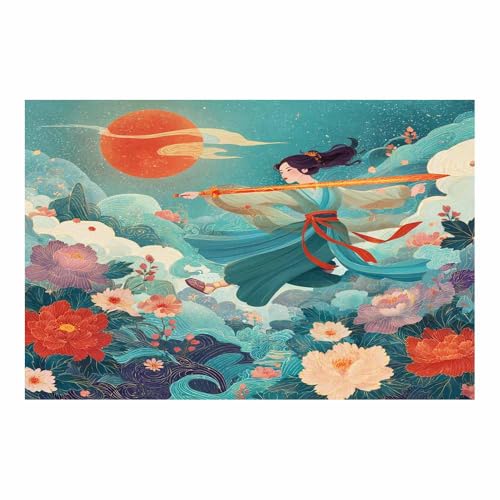 DMZPKZB Chinesische Ölmalerei Charakter winkende Ärmel Geeignet für Büro, Schlafzimmer, Badezimmer, Sofa Studie zur Hoteldekoration Wandkunst Malerei(Grün)-50x70cm von DMZPKZB