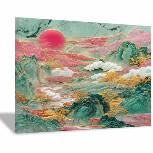 DMZPKZB Chinesische Ölmalerei Doppelzieher Cfrtati Geeignet für Büro, Schlafzimmer, Badezimmer, Sofa Studie zur Hoteldekoration Wandkunst Malerei(Goldene)-50x70cm von DMZPKZB