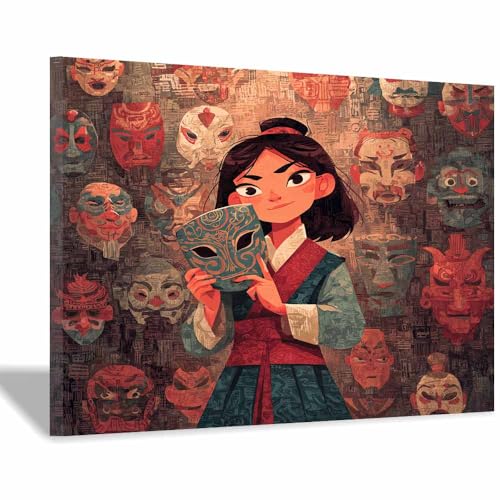 DMZPKZB Chinesische Ölmalerei Frauen geschmückt mit bunten Federn Geeignet für Büro, Schlafzimmer, Badezimmer, Sofa Studie zur Hoteldekoration Wandkunst Malerei(Mehrfarbige)-70x100cm von DMZPKZB