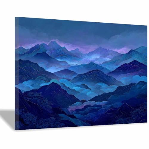 DMZPKZB Chinesische Ölmalerei Herbst Forestss Laterne Fluss Geeignet für Büro, Schlafzimmer, Badezimmer, Sofa Studie zur Hoteldekoration Wandkunst Malerei(Goldene)-70x100cm von DMZPKZB
