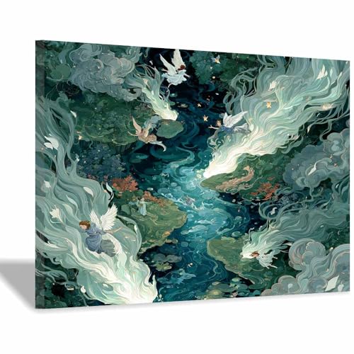 DMZPKZB Chinesische Ölmalerei Hgyang Fliegende Krane Geeignet für Büro, Schlafzimmer, Badezimmer, Sofa Studie zur Hoteldekoration Wandkunst Malerei(Rot)-30x45cm von DMZPKZB
