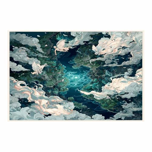 DMZPKZB Chinesische Ölmalerei Hgyang Fliegende Krane Geeignet für Büro, Schlafzimmer, Badezimmer, Sofa Studie zur Hoteldekoration Wandkunst Malerei(Rot)-70x100cm von DMZPKZB