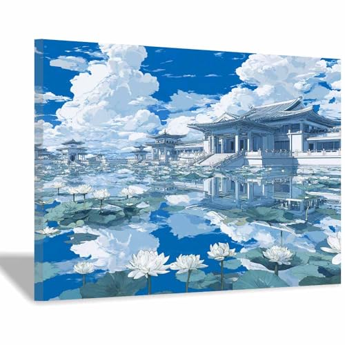 DMZPKZB Chinesische Ölmalerei Qinglg Laterne Geeignet für Büro, Schlafzimmer, Badezimmer, Sofa Studie zur Hoteldekoration Wandkunst Malerei(Grün)-70x100cm von DMZPKZB