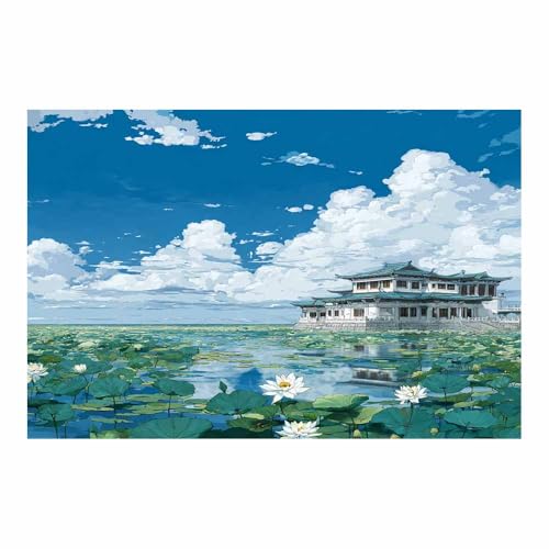 DMZPKZB Chinesische Ölmalerei Qinglg Laterne Geeignet für Büro, Schlafzimmer, Badezimmer, Sofa Studie zur Hoteldekoration Wandkunst Malerei(Grün)-80x120cm von DMZPKZB