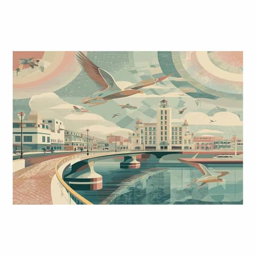 DMZPKZB Chinesische Ölmalerei Rote Laterne alte Gasse Geeignet für Büro, Schlafzimmer, Badezimmer, Sofa Studie zur Hoteldekoration Wandkunst Malerei(Blau)-80x120cm von DMZPKZB