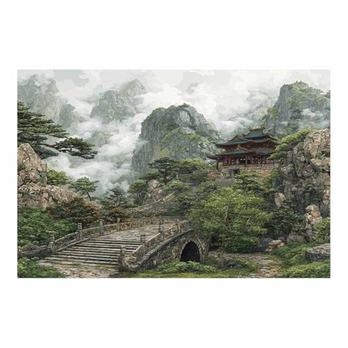DMZPKZB Chinesische Ölmalerei Shanlin Alte Geeignet für Büro, Schlafzimmer, Badezimmer, Sofa Studie zur Hoteldekoration Wandkunst Malerei(Grün)-30x45cm von DMZPKZB