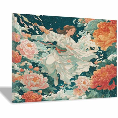 DMZPKZB Chinesische Ölmalerei Weißer Blauer Berg Geeignet für Büro, Schlafzimmer, Badezimmer, Sofa Studie zur Hoteldekoration Wandkunst Malerei(Blau)-80x120cm von DMZPKZB