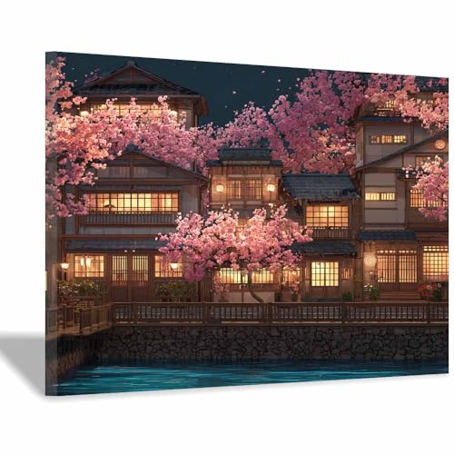 DMZPKZB Landschaftsmalereien Krähe rote Blume Anwendbar Gemälde für Büro, Badezimmer, Bilder für Schlafzimmer, ästhetische Dekoration, Wohnzimmer(Rot)-80x120cm von DMZPKZB