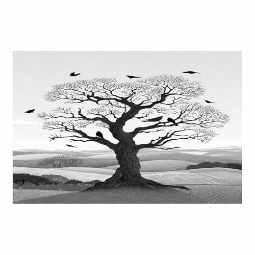 DMZPKZB Schwarz-Weiß-Wandkunst Le Baum in der Wildnis Raumdekor-Poster & Bilder,für Wohnzimmer, Schlafzimmer, Küche, Badezimmer, Wanddekoration(Schwarz Weiß)-80x120cm Ungerahmt von DMZPKZB