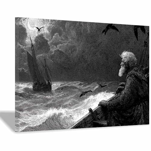 DMZPKZB Schwarz-Weiß-Wandkunst Molit Meer Raumdekor-Poster & Bilder,für Wohnzimmer, Schlafzimmer, Küche, Badezimmer, Wanddekoration(Schwarz Weiß)-70x100cm Gerahmt von DMZPKZB